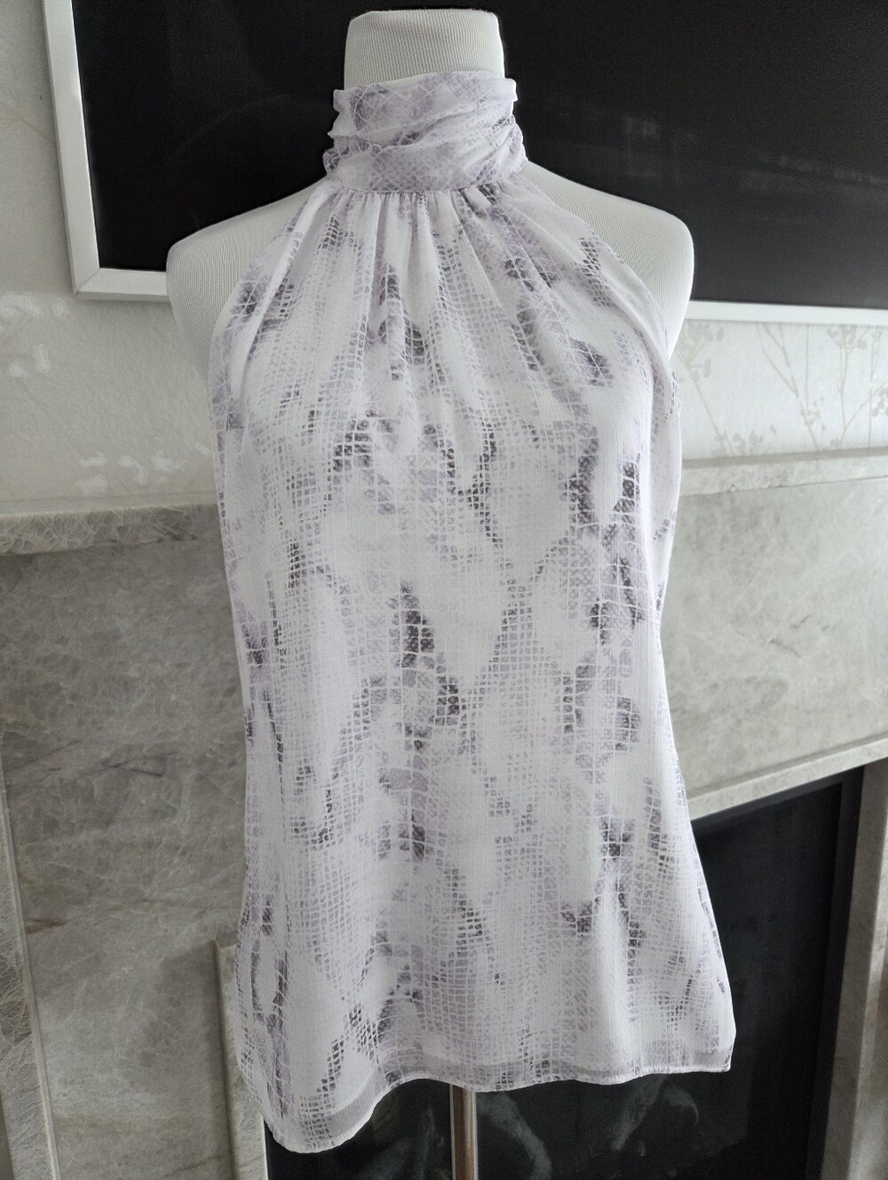 White House Black Market Snake Print Halter Top